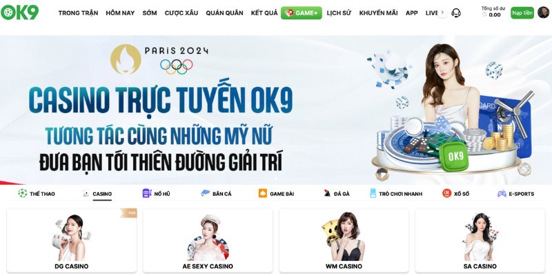 Sảnh Casino Của OK9 Rất Hiện Đại